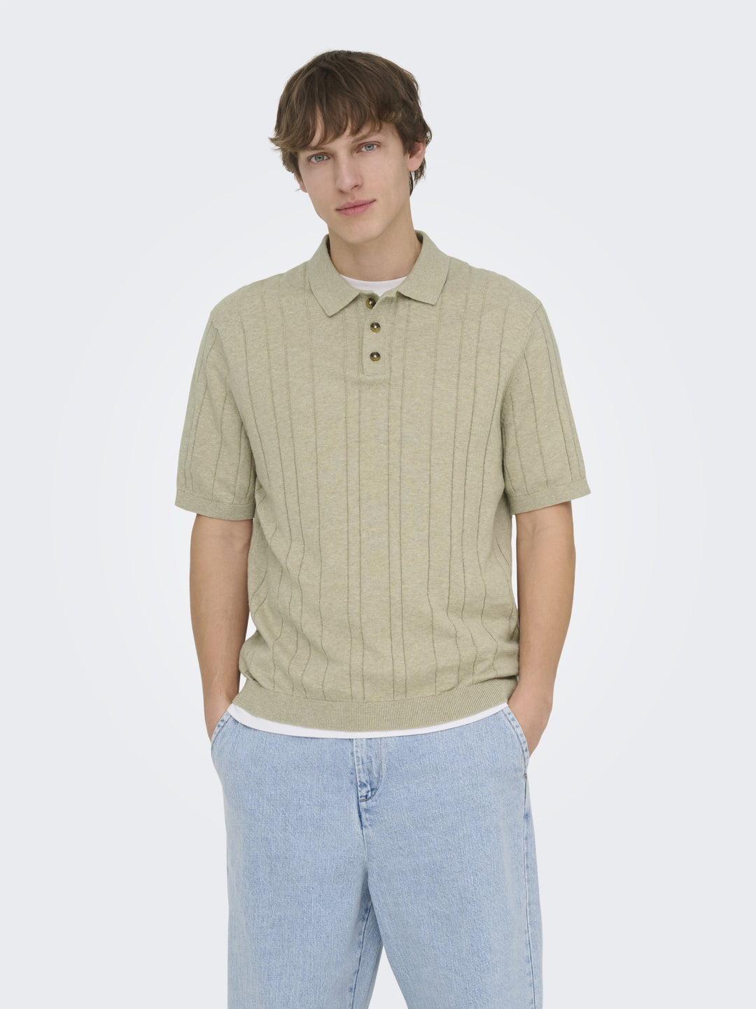 ONSSOFUS REG SS POLO KNIT FRML, Pure Cashmere 305166 Bild 4