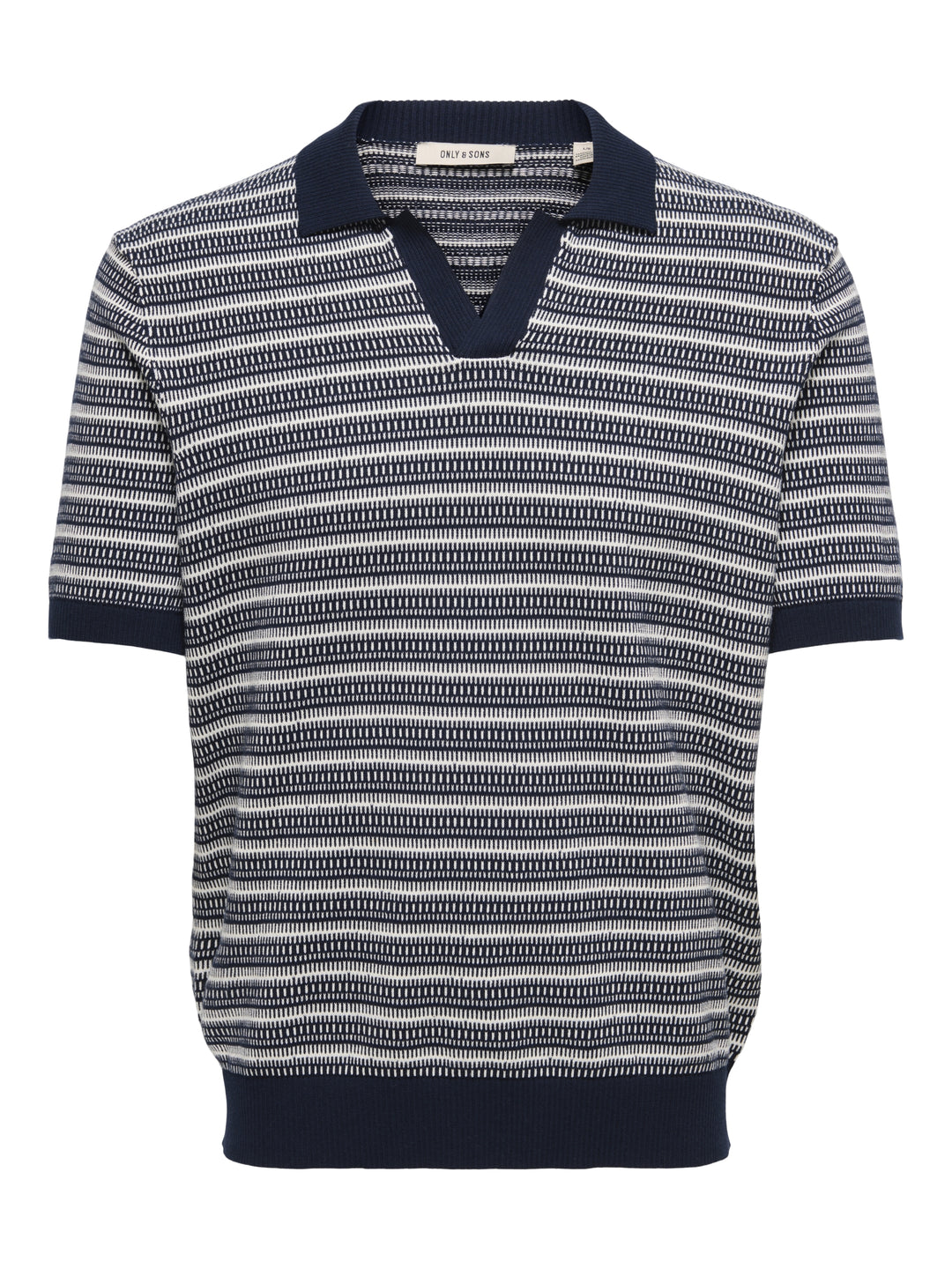 ONSTILO LIFE REG SS SPLIT NECK KNIT, Dark Sapphire/GARDENIA 218590003 Bild 1