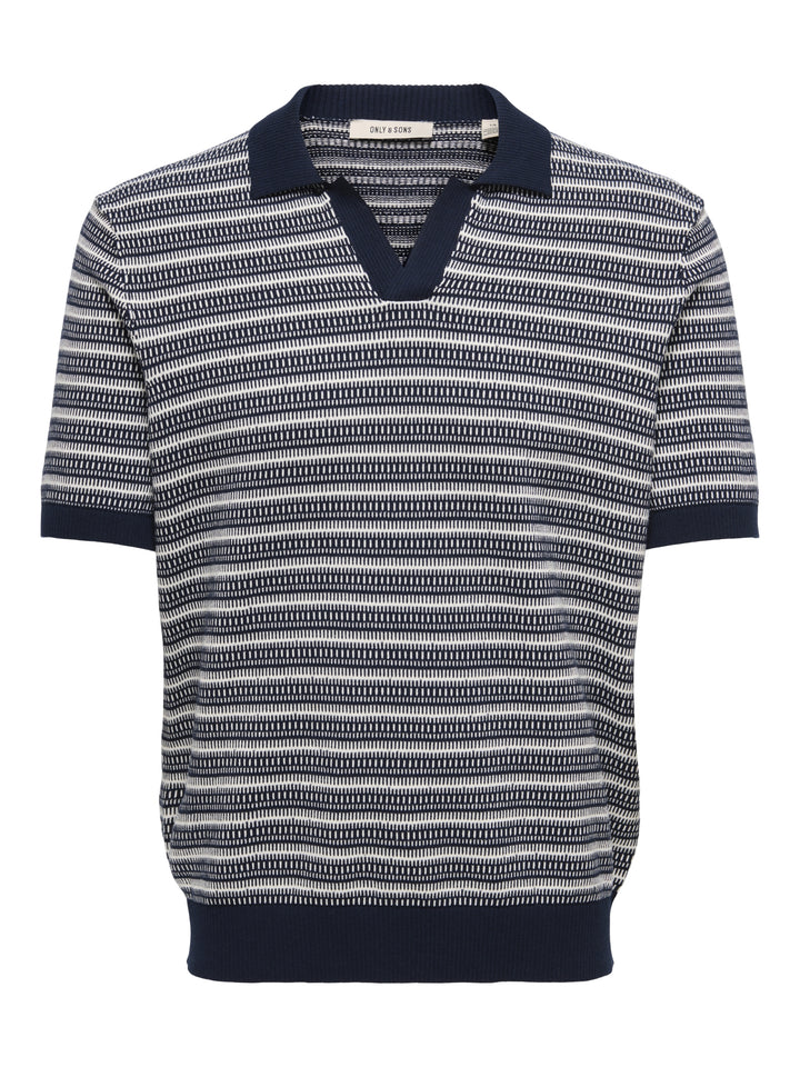 ONSTILO LIFE REG SS SPLIT NECK KNIT, Dark Sapphire/GARDENIA 218590003 Bild 1