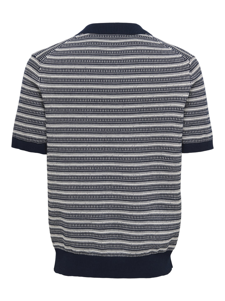ONSTILO LIFE REG SS SPLIT NECK KNIT, Dark Sapphire/GARDENIA 218590003 Bild 2