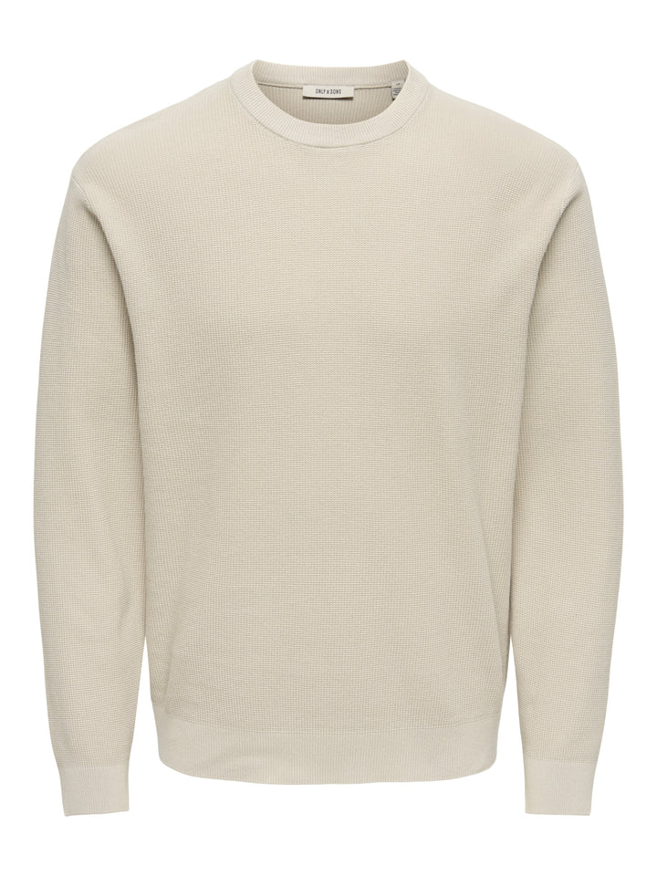 ONSTONY RLX 12 LS WAFFLE CREW KNIT, Silver Lining 261395 Bild 1