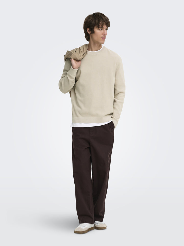 ONSTONY RLX 12 LS WAFFLE CREW KNIT, Silver Lining 261395 Bild 6