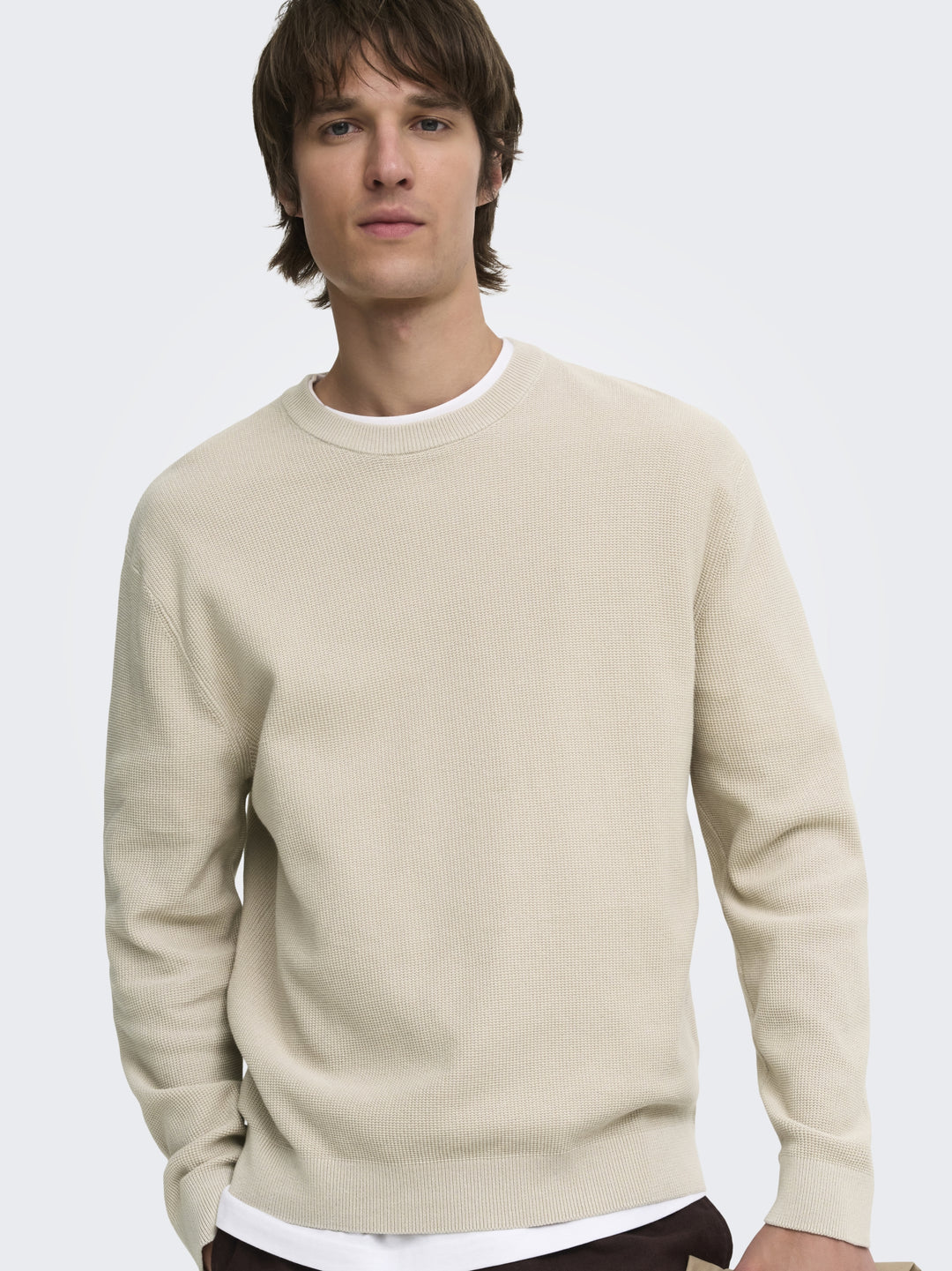 ONSTONY RLX 12 LS WAFFLE CREW KNIT, Silver Lining 261395 Bild 7
