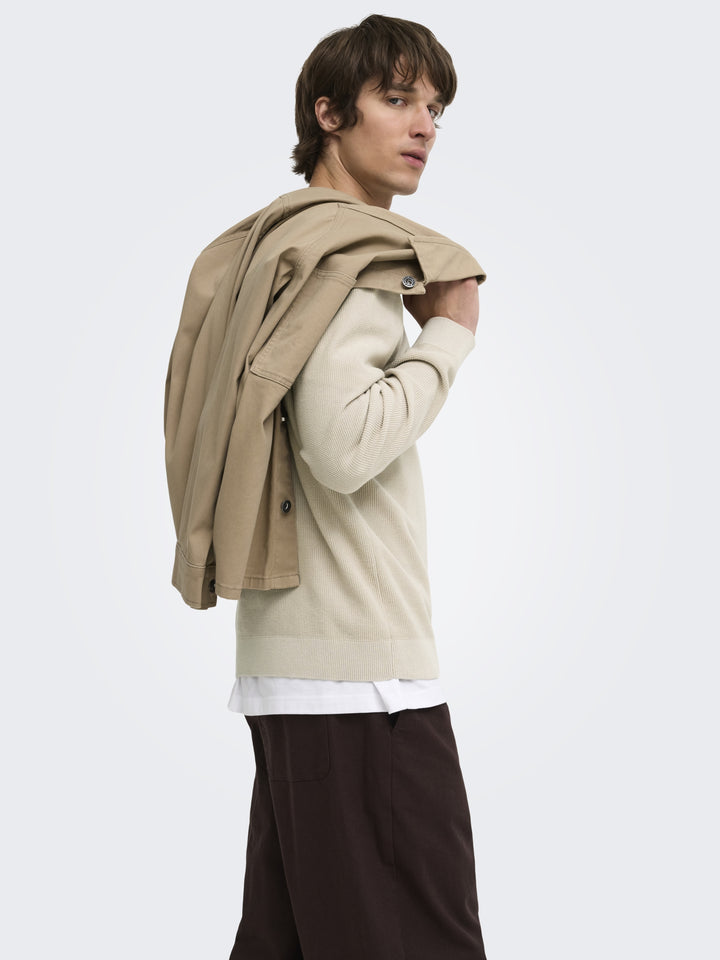 ONSTONY RLX 12 LS WAFFLE CREW KNIT, Silver Lining 261395 Bild 8