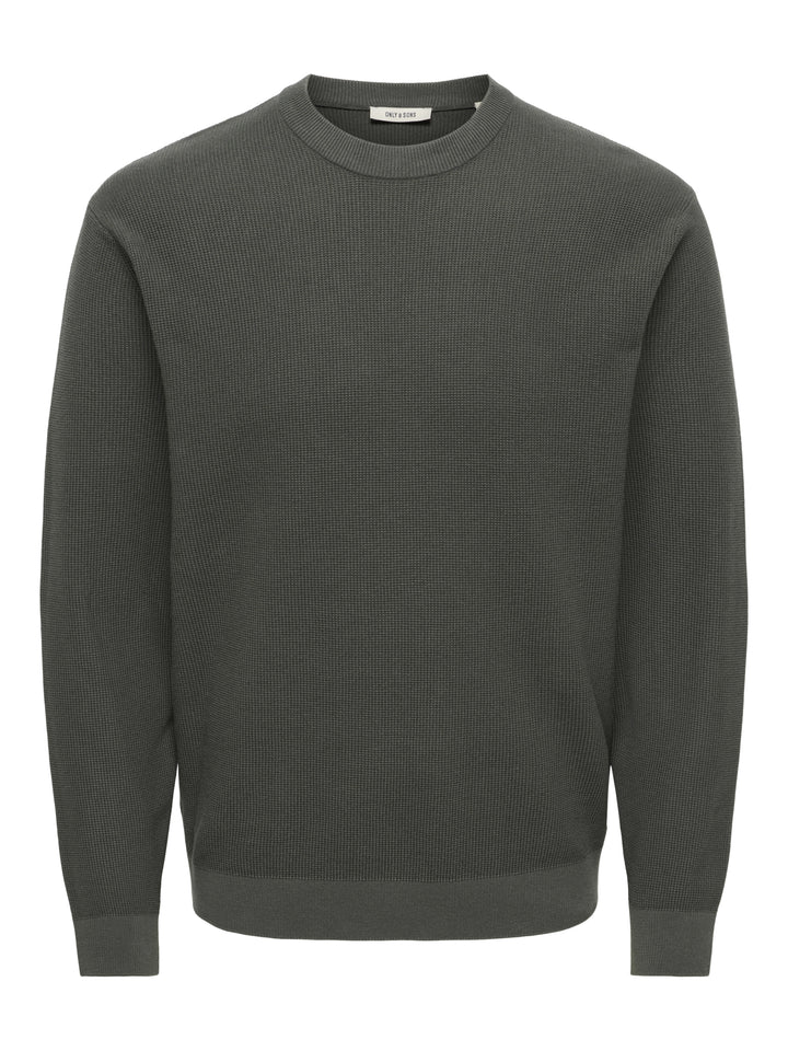 ONSTONY RLX 12 LS WAFFLE CREW KNIT, Beluga 300541 Bild 1