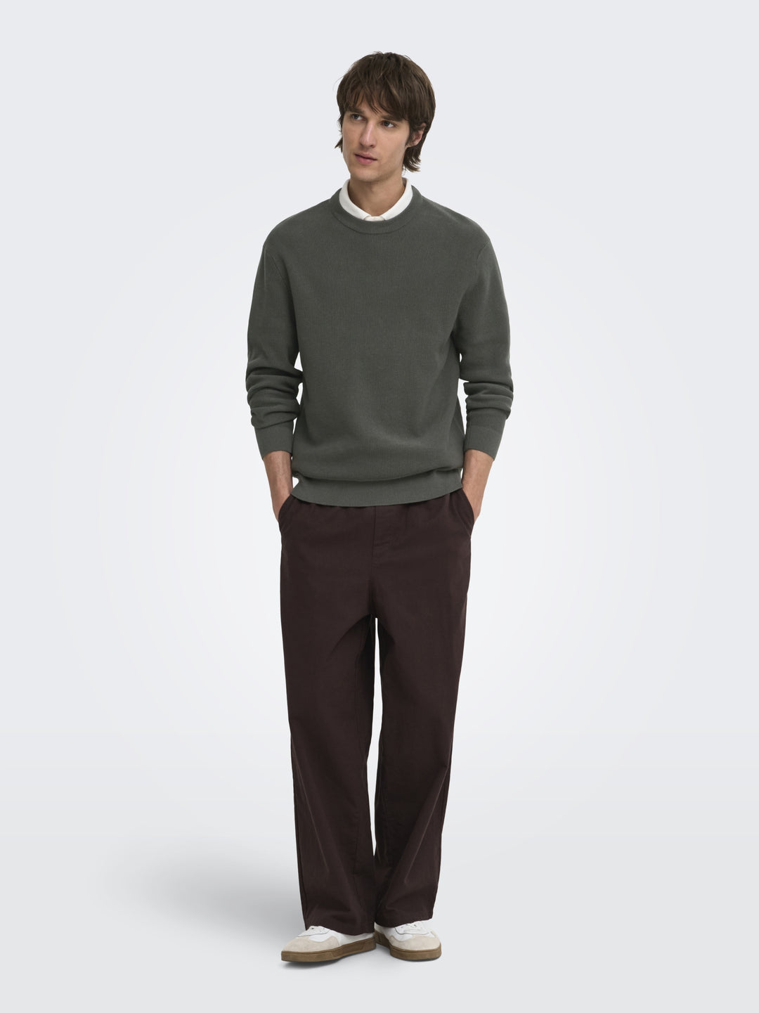 ONSTONY RLX 12 LS WAFFLE CREW KNIT, Beluga 300541 Bild 6