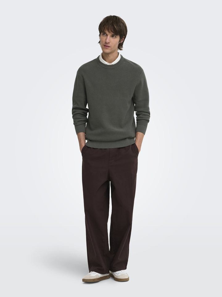 ONSTONY RLX 12 LS WAFFLE CREW KNIT, Beluga 300541 Bild 6