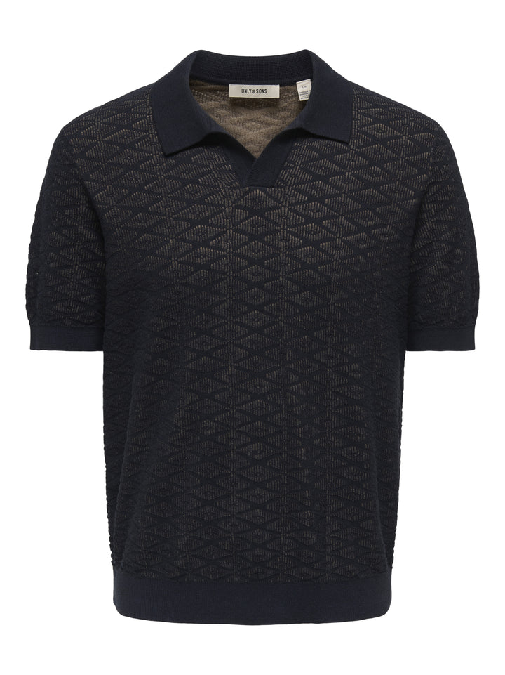 ONSTRISTAN REG SS SPLIT NECK KNIT, Dark Sapphire/DESERT TAUPE 218590004 Bild 1