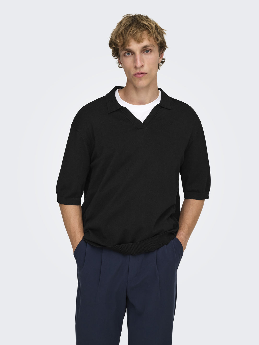 ONSWYLER LIFE RLX 12 SS SPLIT KNIT, Black 187679 Bild 4