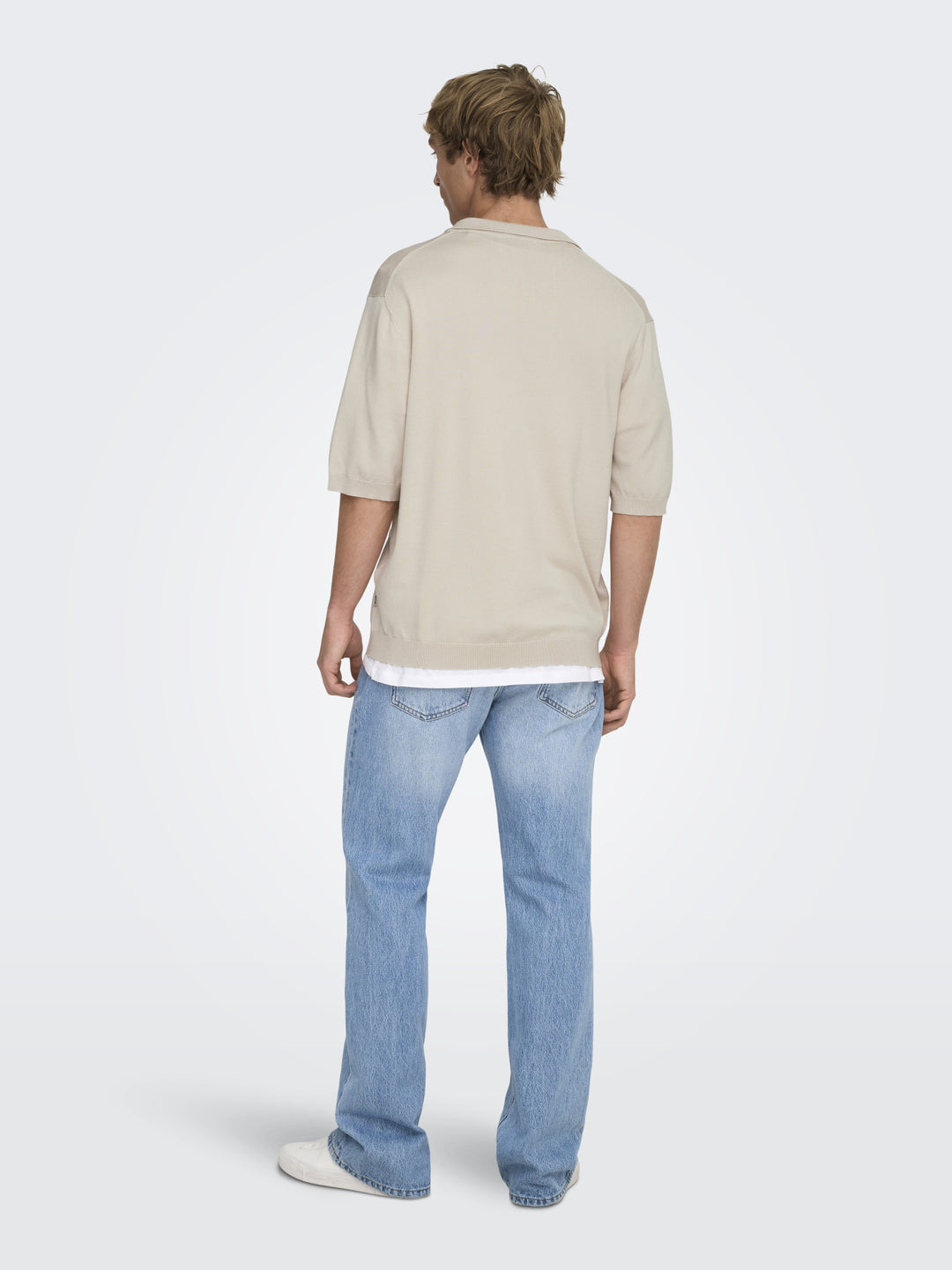 ONSWYLER LIFE RLX 12 SS SPLIT KNIT, Silver Lining 261395 Bild 5