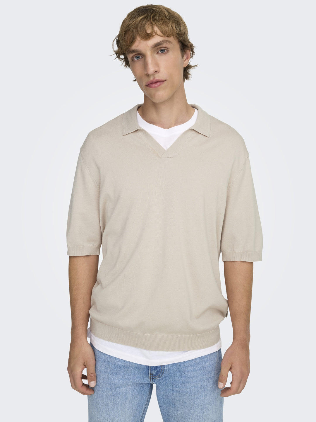 ONSWYLER LIFE RLX 12 SS SPLIT KNIT, Silver Lining 261395 Bild 6