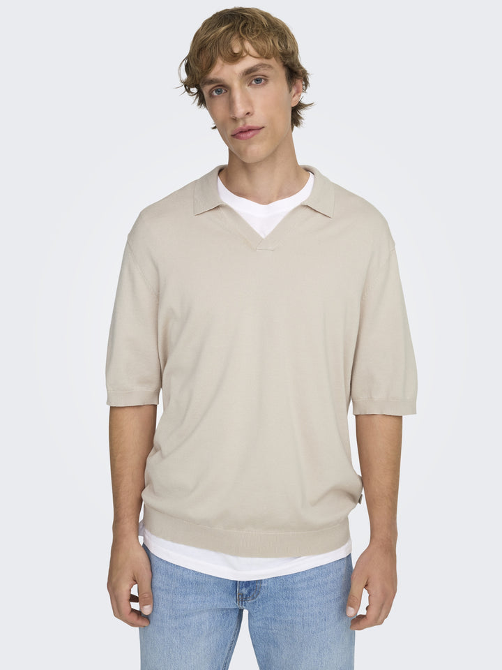 ONSWYLER LIFE RLX 12 SS SPLIT KNIT, Silver Lining 261395 Bild 6