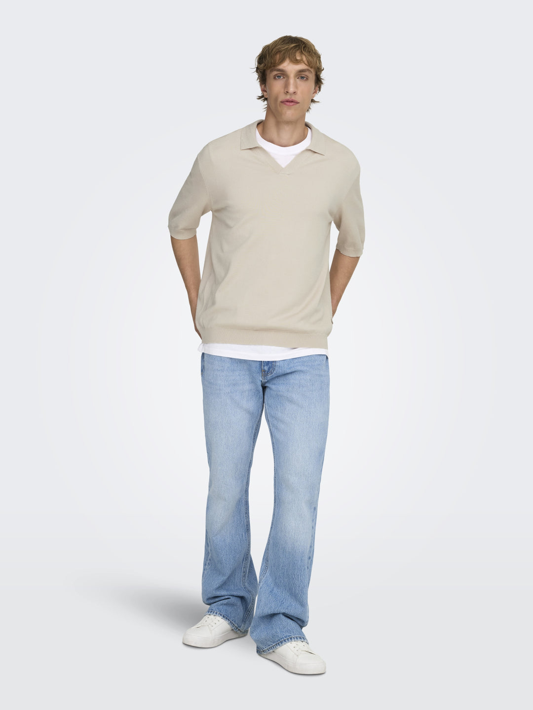 ONSWYLER LIFE RLX 12 SS SPLIT KNIT, Silver Lining 261395 Bild 7