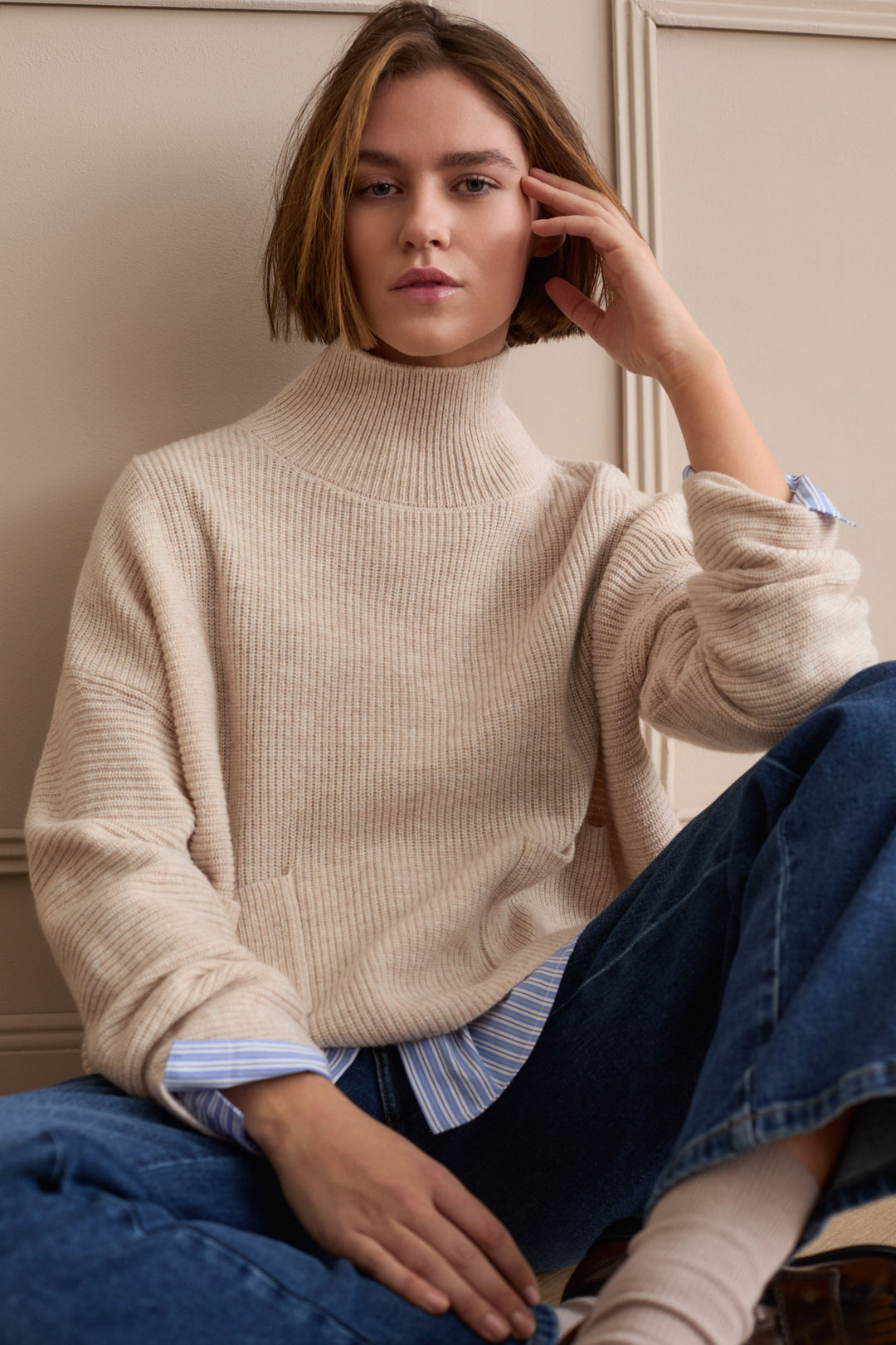 Pullover, light beige mel 7065 Bild 5