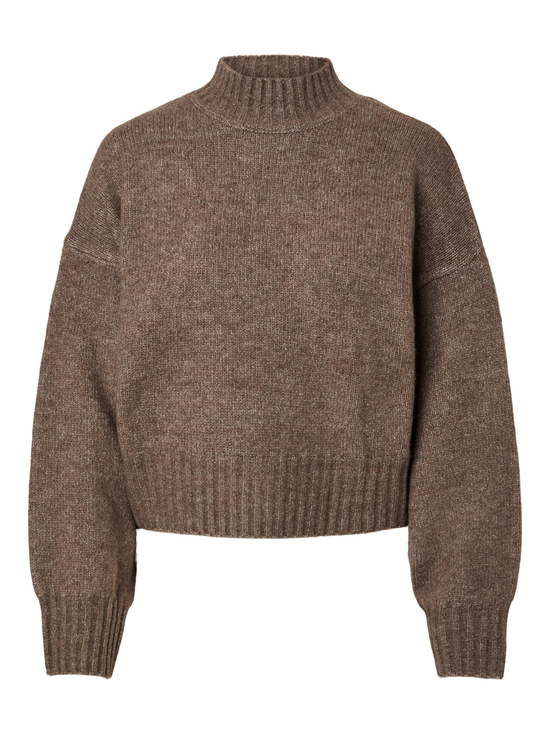 PCAICO LS SHORT HIGH NECK KNIT BC, Coffee Quartz/Melange 305045001 Bild 1