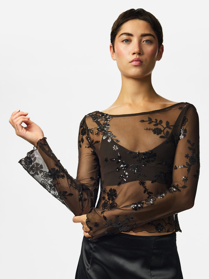PCEVITA LS TOP JRS BC, Wren/Black sequins 297238002 Bild 2