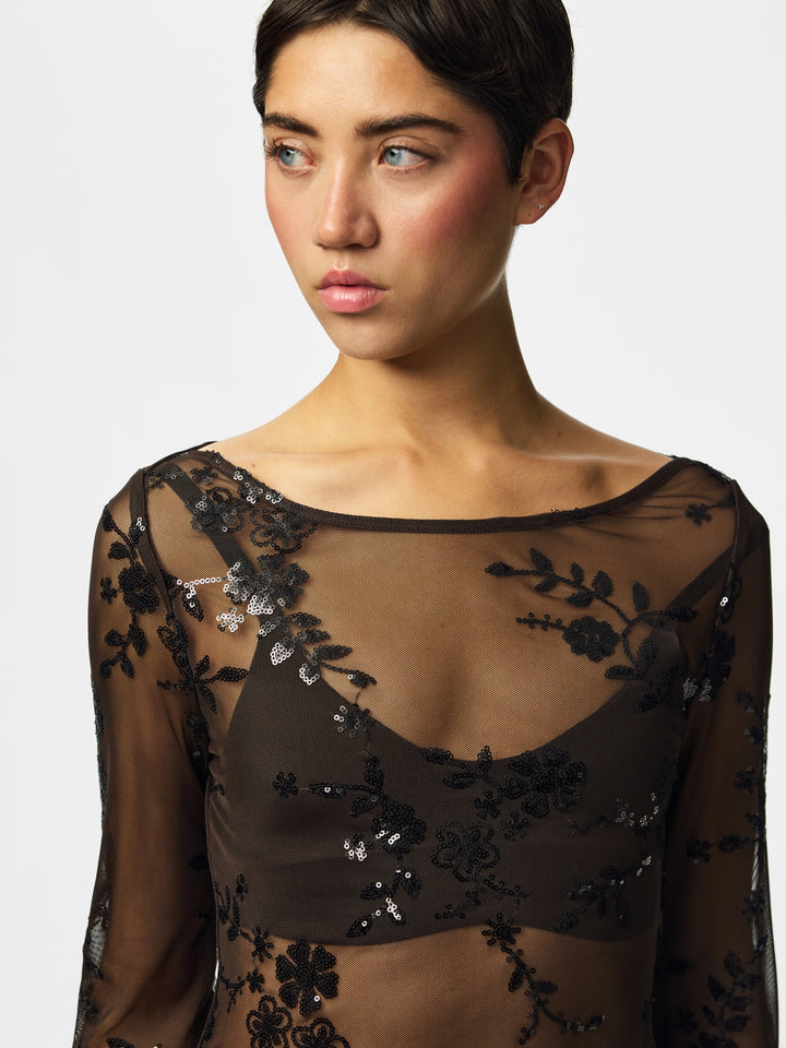 PCEVITA LS TOP JRS BC, Wren/Black sequins 297238002 Bild 3