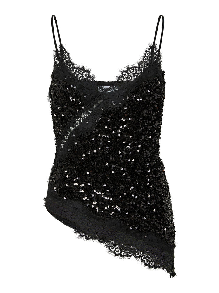 PCKAMMY STRAP LACE TOP JRS BC, Black/Black sequins 179276001 Bild 1