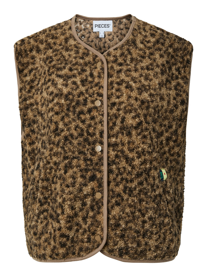 PCKATTY TEDDY VEST NOOS BC, Tannin/Leopard 236935001 Bild 1