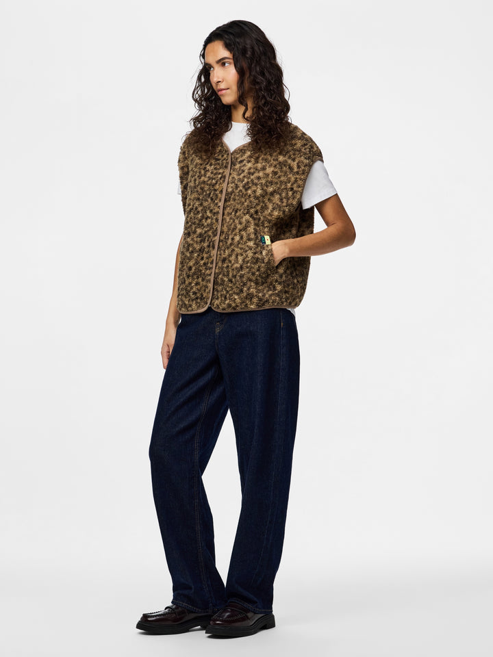 PCKATTY TEDDY VEST NOOS BC, Tannin/Leopard 236935001 Bild 4