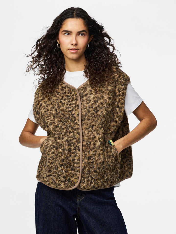 PCKATTY TEDDY VEST NOOS BC, Tannin/Leopard 236935001 Bild 5