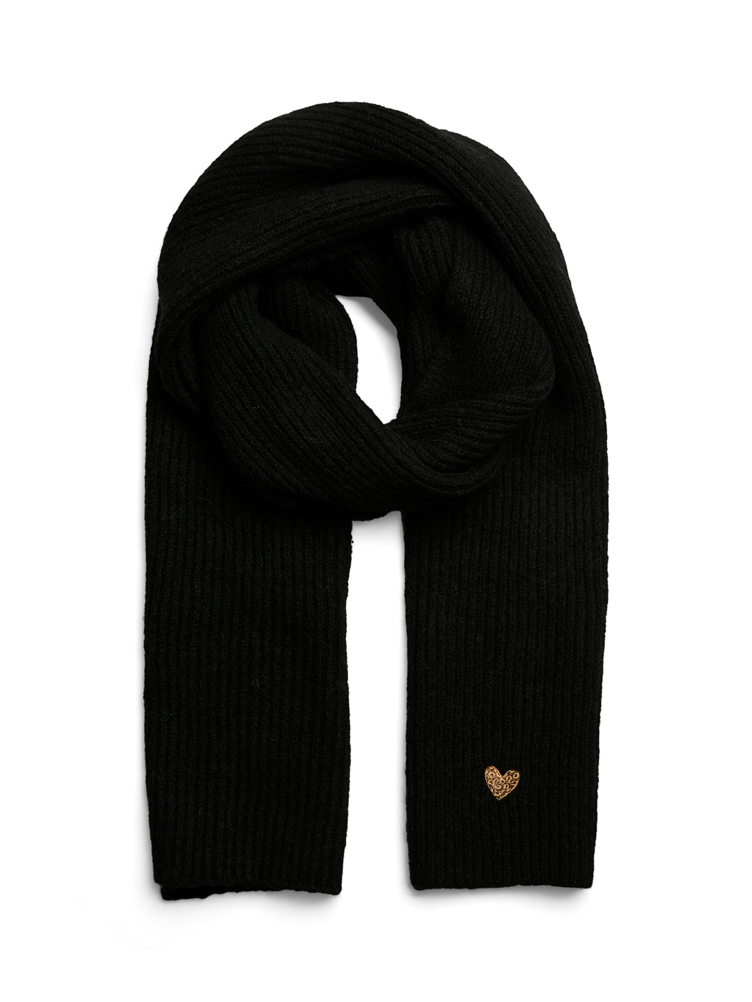 PCNIVA LONG KNIT SCARF BC, Black/LEO HEART 179276001 Bild 1