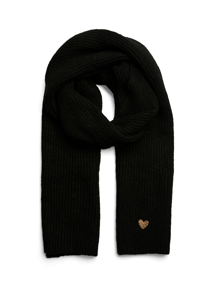 PCNIVA LONG KNIT SCARF BC, Black/LEO HEART 179276001 Bild 1
