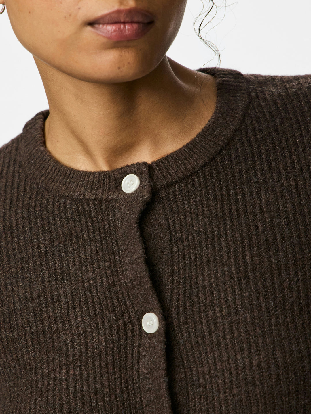 PCSILLY LS O-NECK KNIT CARDIGAN NOO, Hot Fudge/MELANGE 302664001 Bild 5