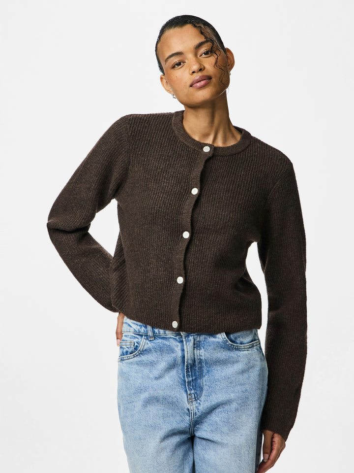 PCSILLY LS O-NECK KNIT CARDIGAN NOO, Hot Fudge/MELANGE 302664001 Bild 6