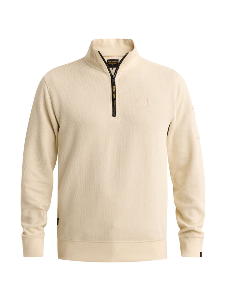 Half zip collar flat knit look, Bone White 7013 Bild 1
