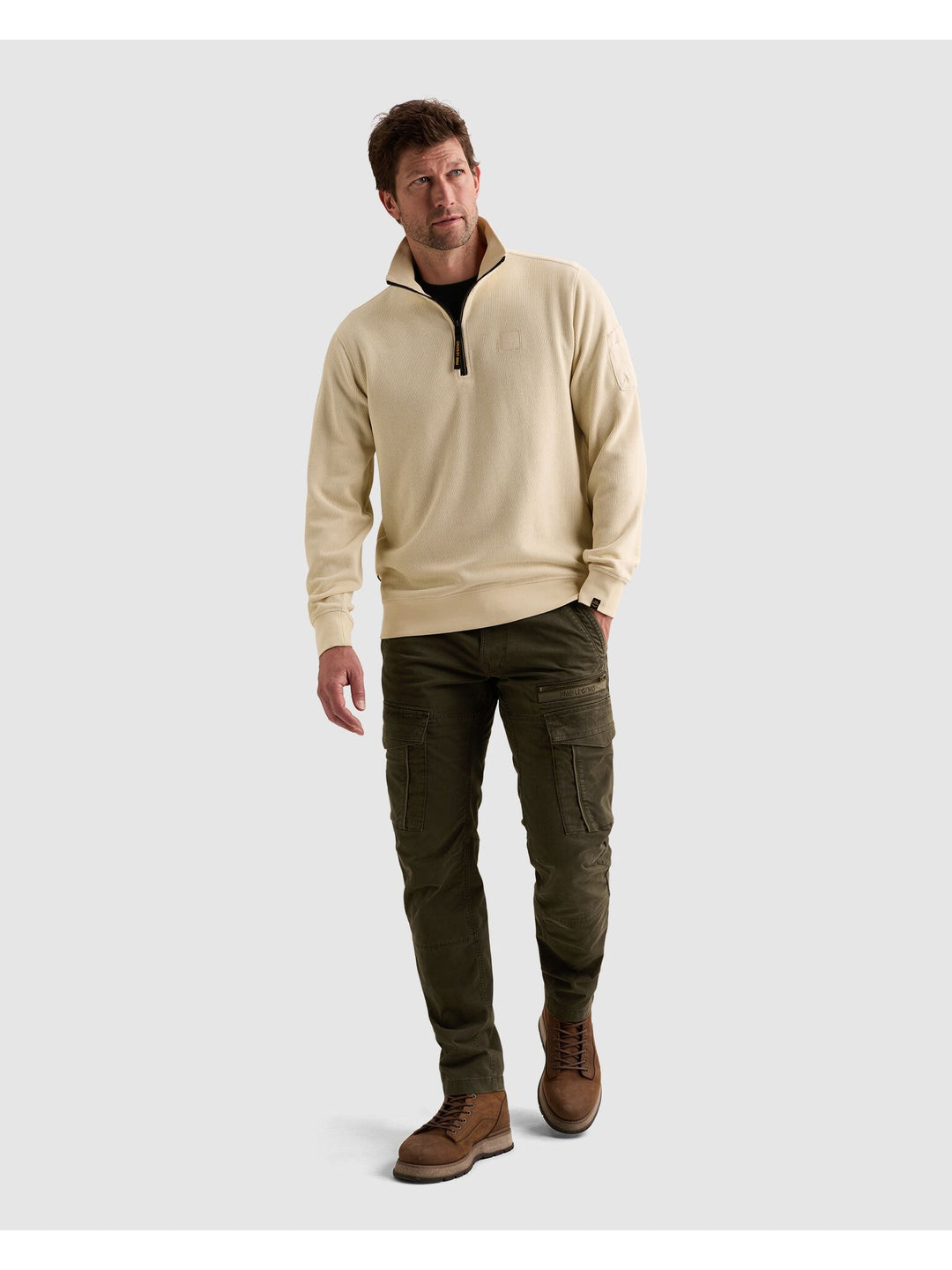 Half zip collar flat knit look, Bone White 7013 Bild 5