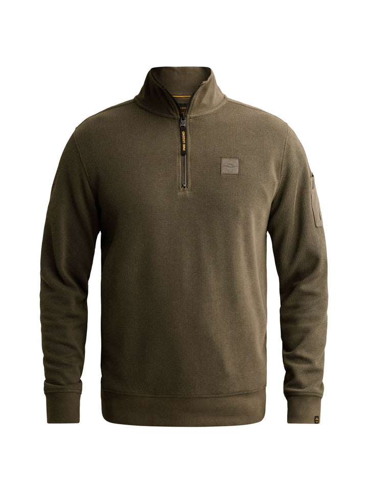 Half zip collar flat knit look, Beluga 8039 Bild 1