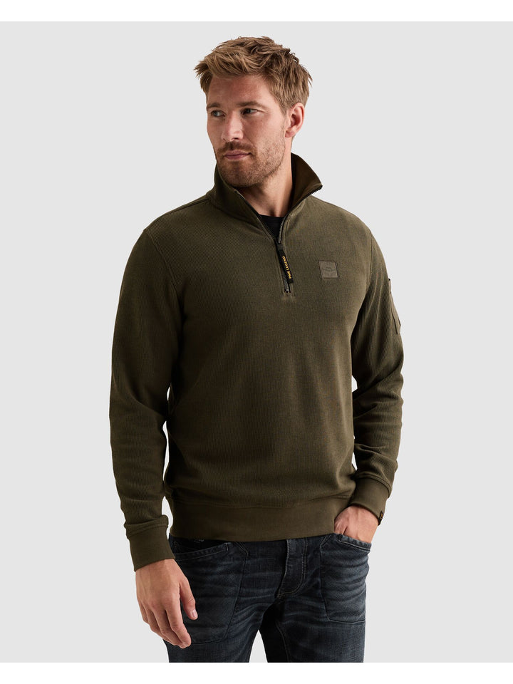 Half zip collar flat knit look, Beluga 8039 Bild 3