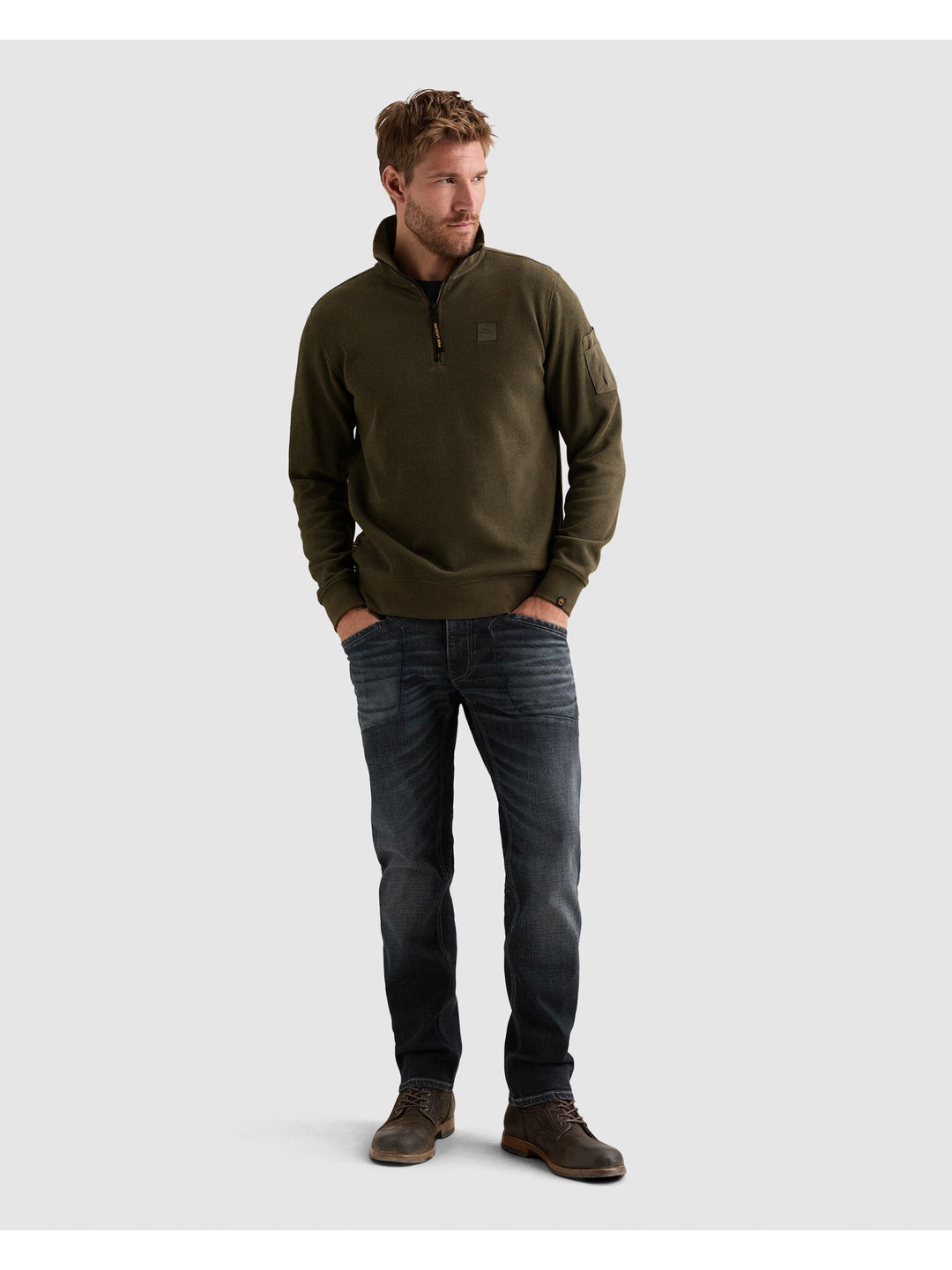 Half zip collar flat knit look, Beluga 8039 Bild 5