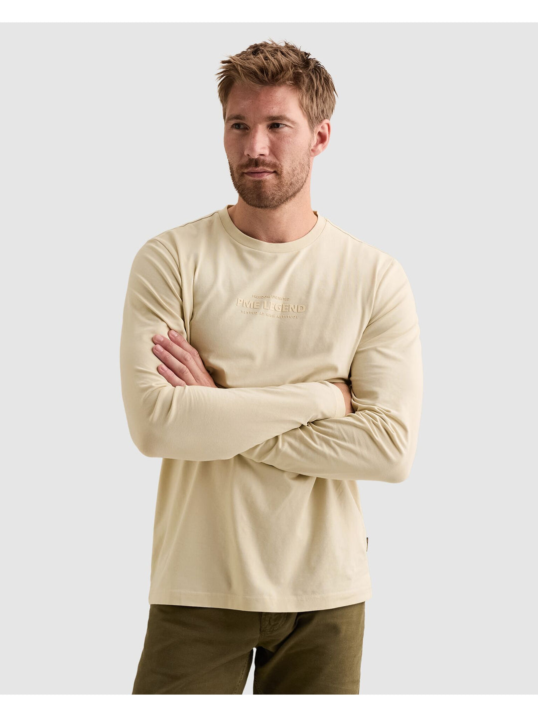 Long sleeve r-neck cotton elastane, Bone White 7013 Bild 3