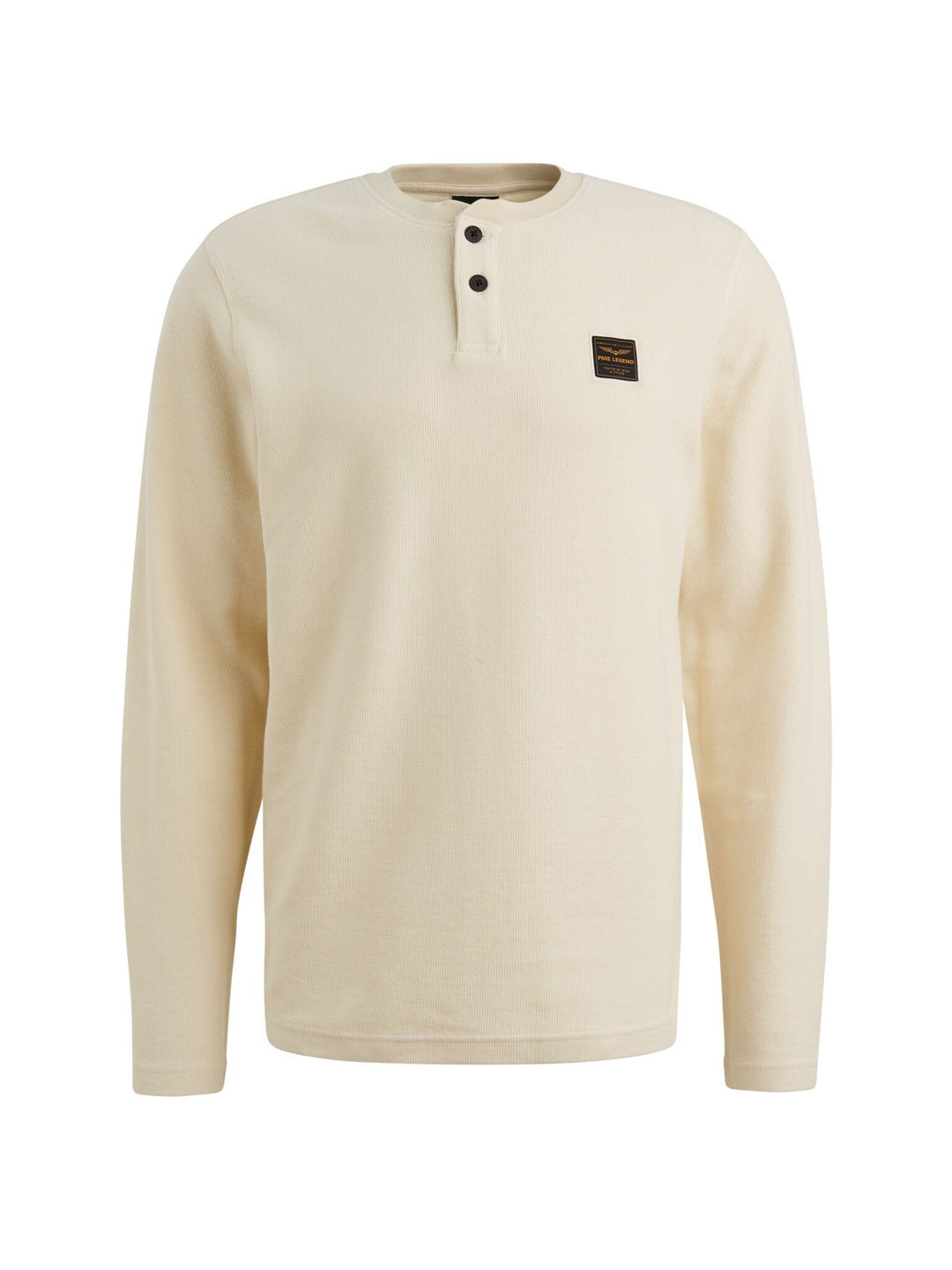 Long sleeve r-neck structured piqu, Bone White 7013 Bild 1
