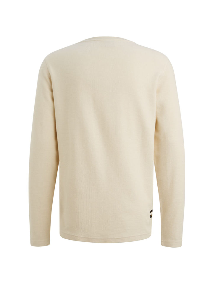 Long sleeve r-neck structured piqu, Bone White 7013 Bild 2