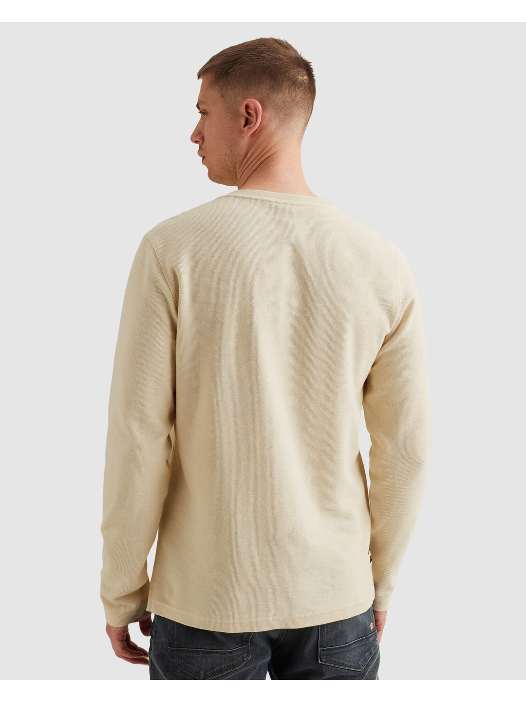 Long sleeve r-neck structured piqu, Bone White 7013 Bild 5