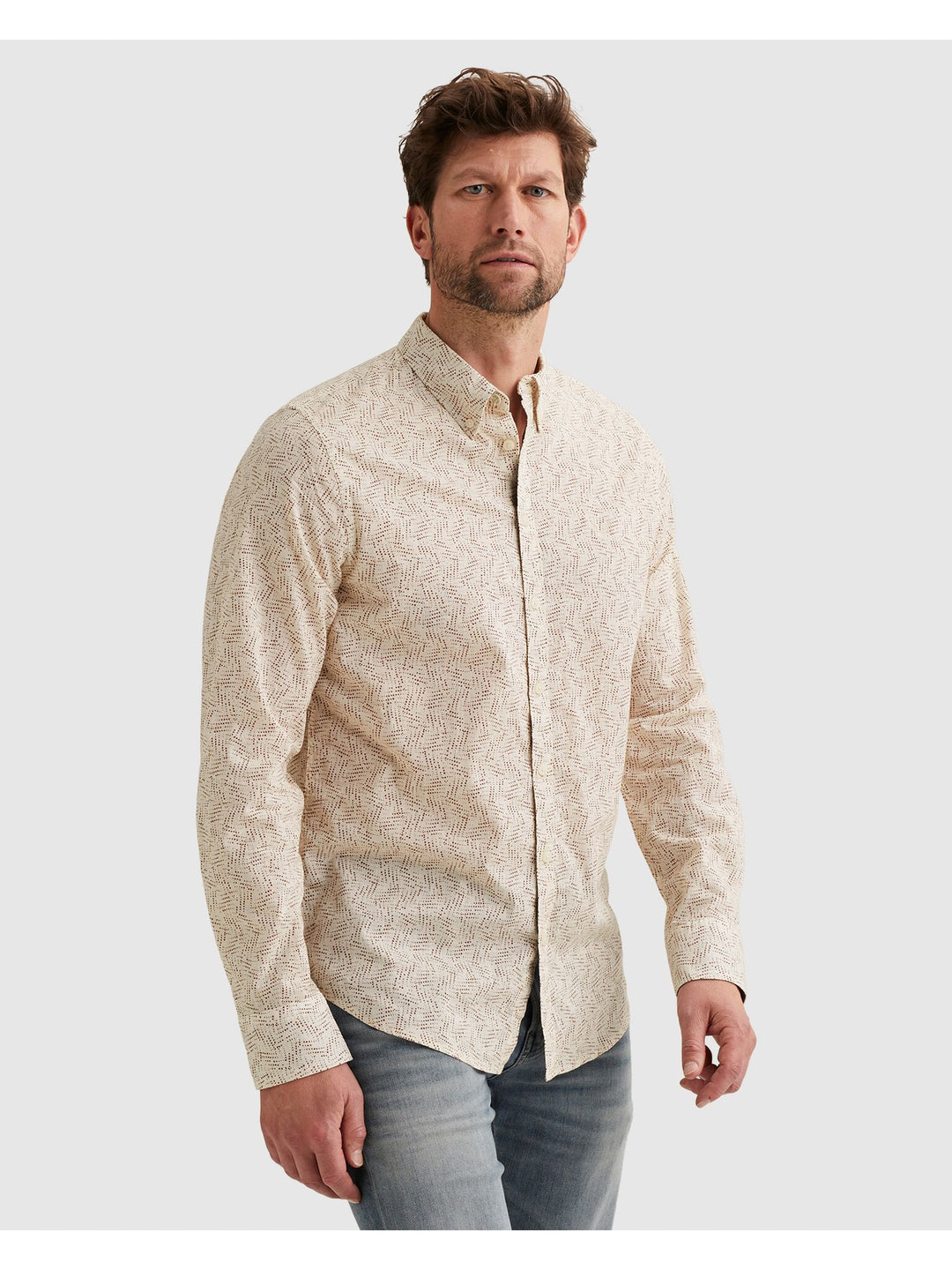 LONG SLEEVE SHIRT Aop On Ctn Slub, Bone White 7013 Bild 4