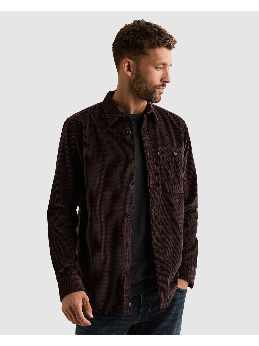 Long sleeve shirt Dobby Corduroy, Dark Aubergine 4357 Bild 3