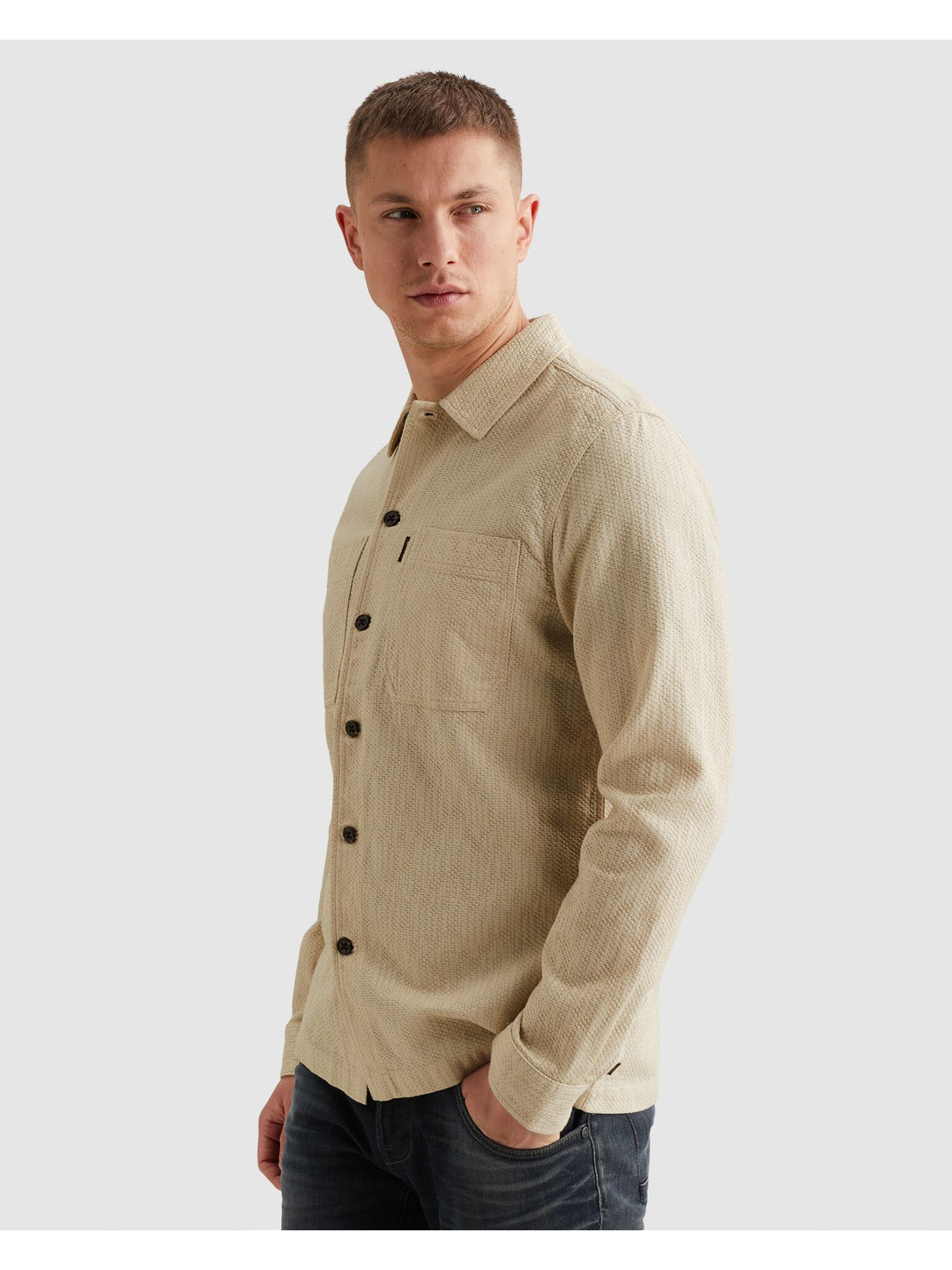 LONG SLEEVE SHIRT Dobby Structure, Bone White 7013 Bild 4