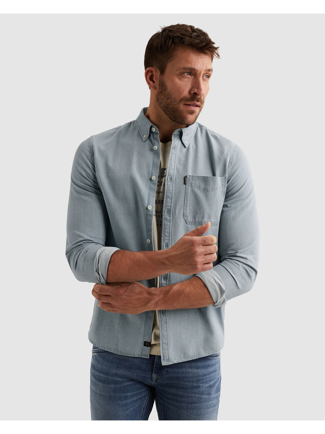 LONG SLEEVE SHIRT Light Weight Ble, Bleach Denim BLD Bild 4