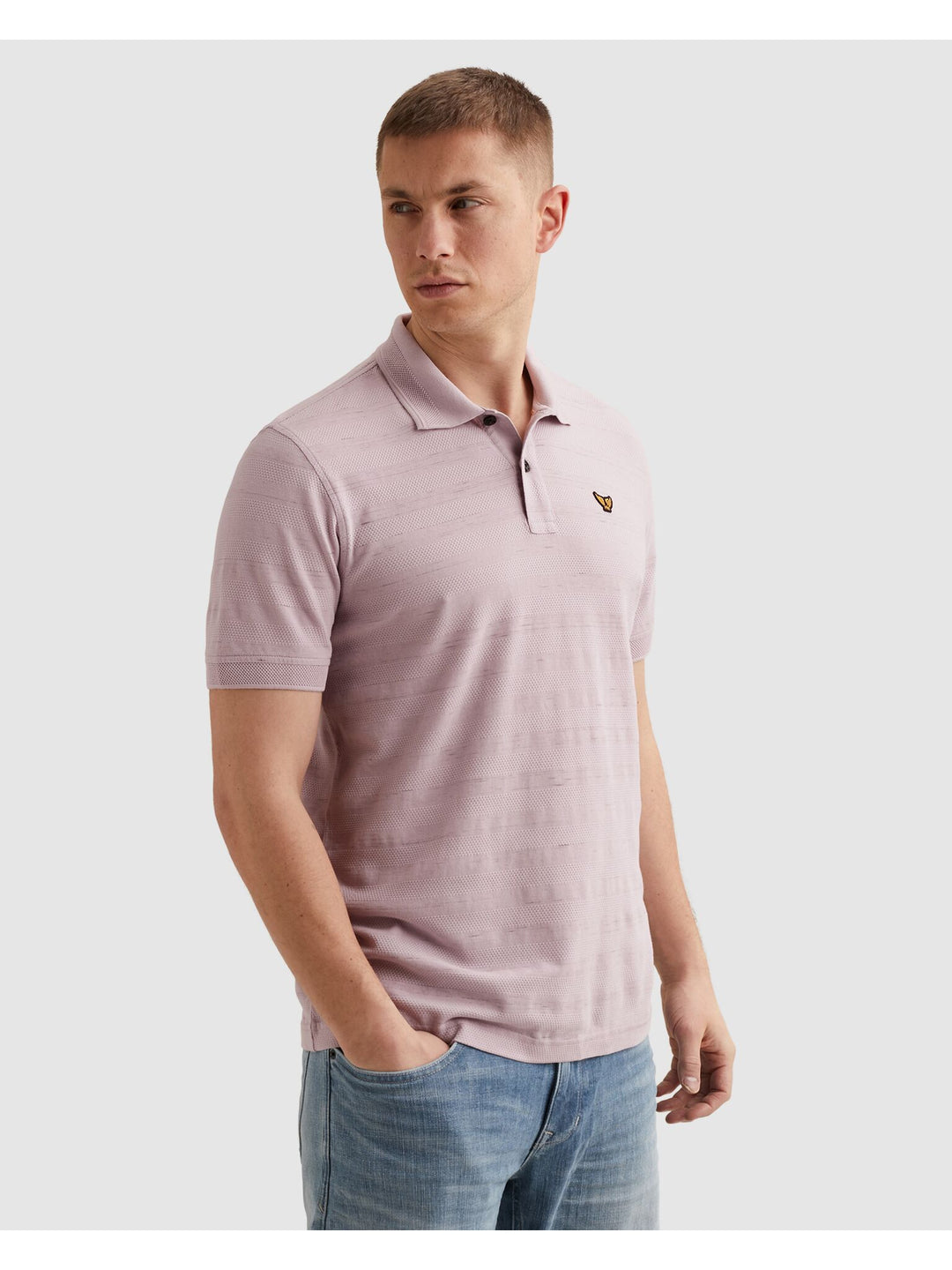 Short sleeve polo injected popcorn, Lavender Frost 4203 Bild 3