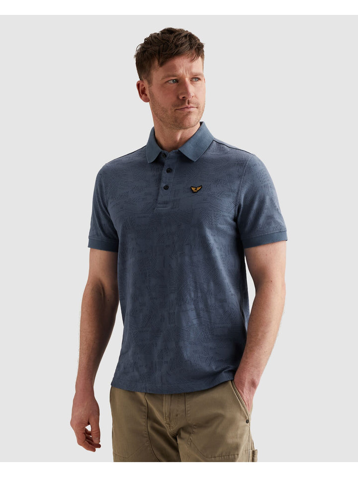 Short sleeve polo jacquard jersey, Bijou Blue 5052 Bild 3
