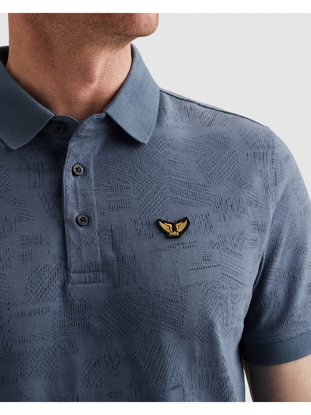 Short sleeve polo jacquard jersey, Bijou Blue 5052 Bild 5