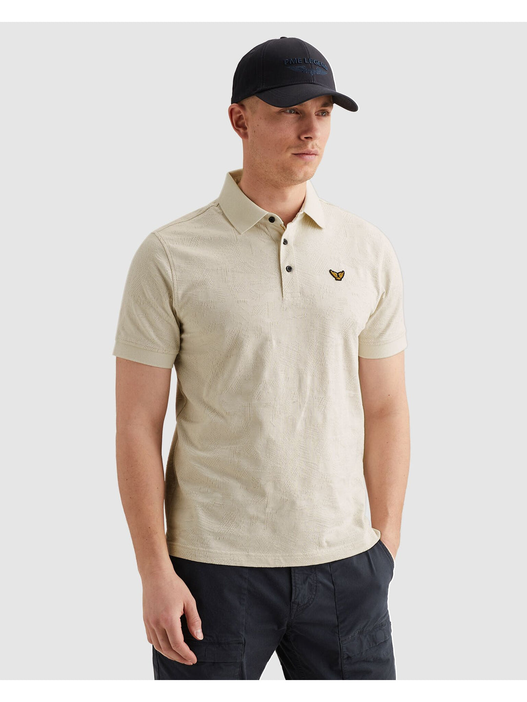 Short sleeve polo jacquard jersey, Bone White 7013 Bild 3