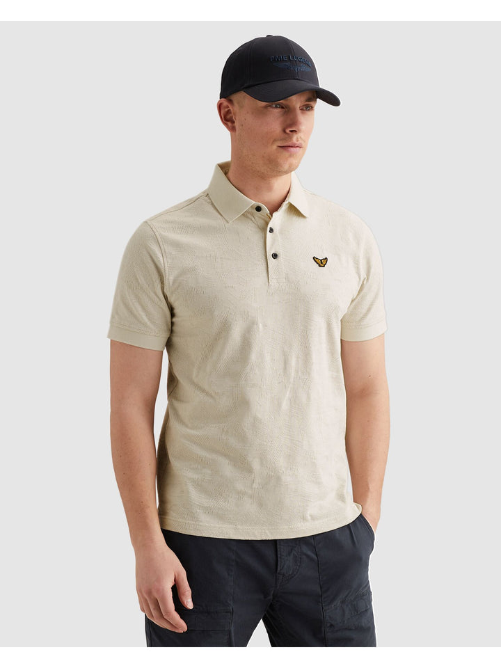 Short sleeve polo jacquard jersey, Bone White 7013 Bild 3