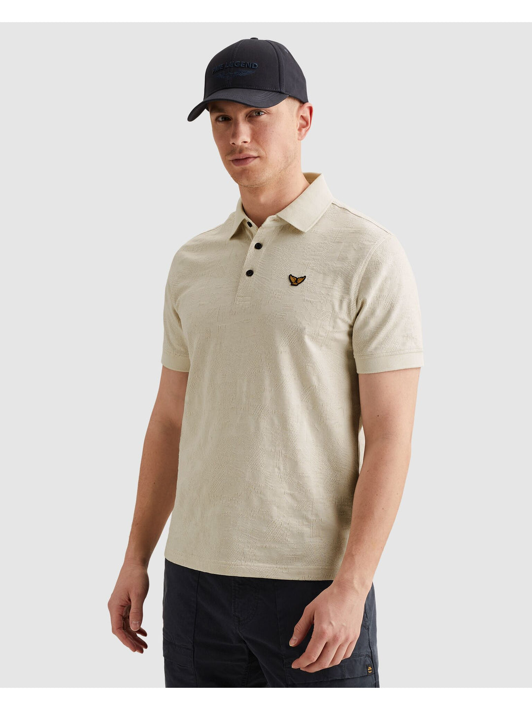Short sleeve polo jacquard jersey, Bone White 7013 Bild 4
