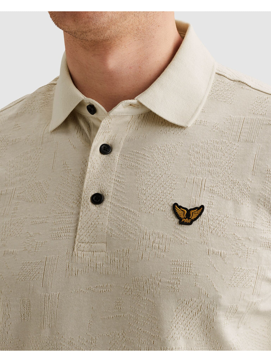Short sleeve polo jacquard jersey, Bone White 7013 Bild 6