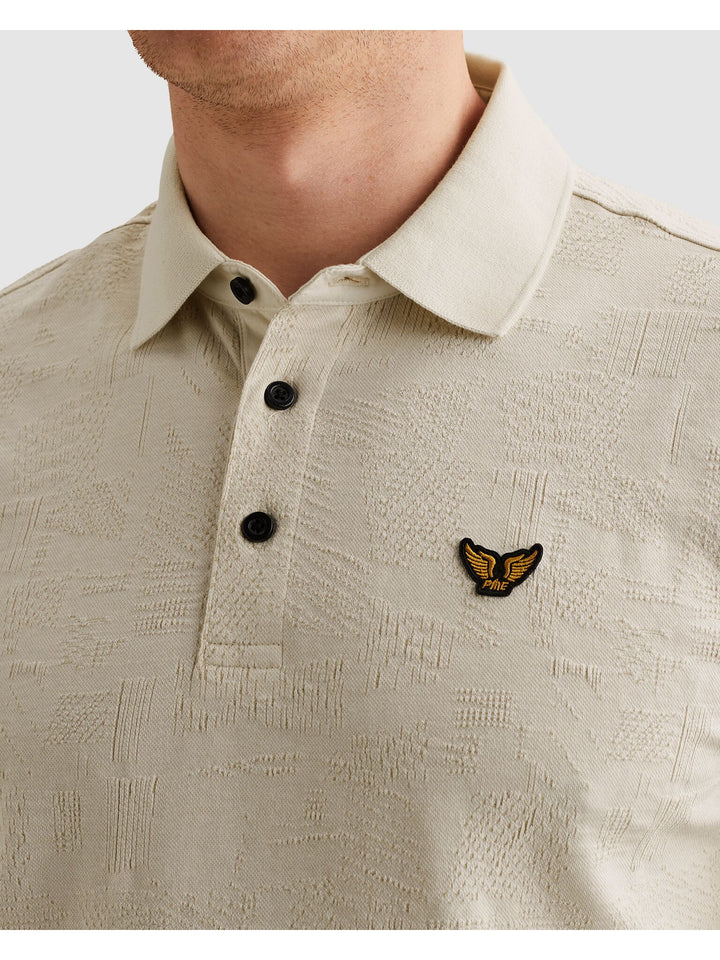Short sleeve polo jacquard jersey, Bone White 7013 Bild 6